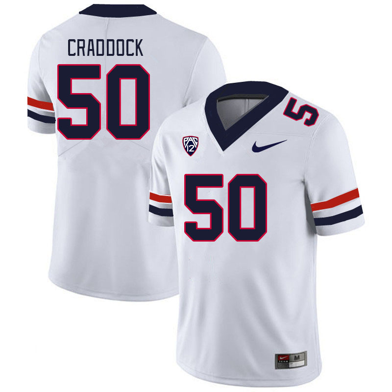 Men #50 Brandon Craddock Arizona Wildcats College Football Jerseys Stitched-White - Click Image to Close